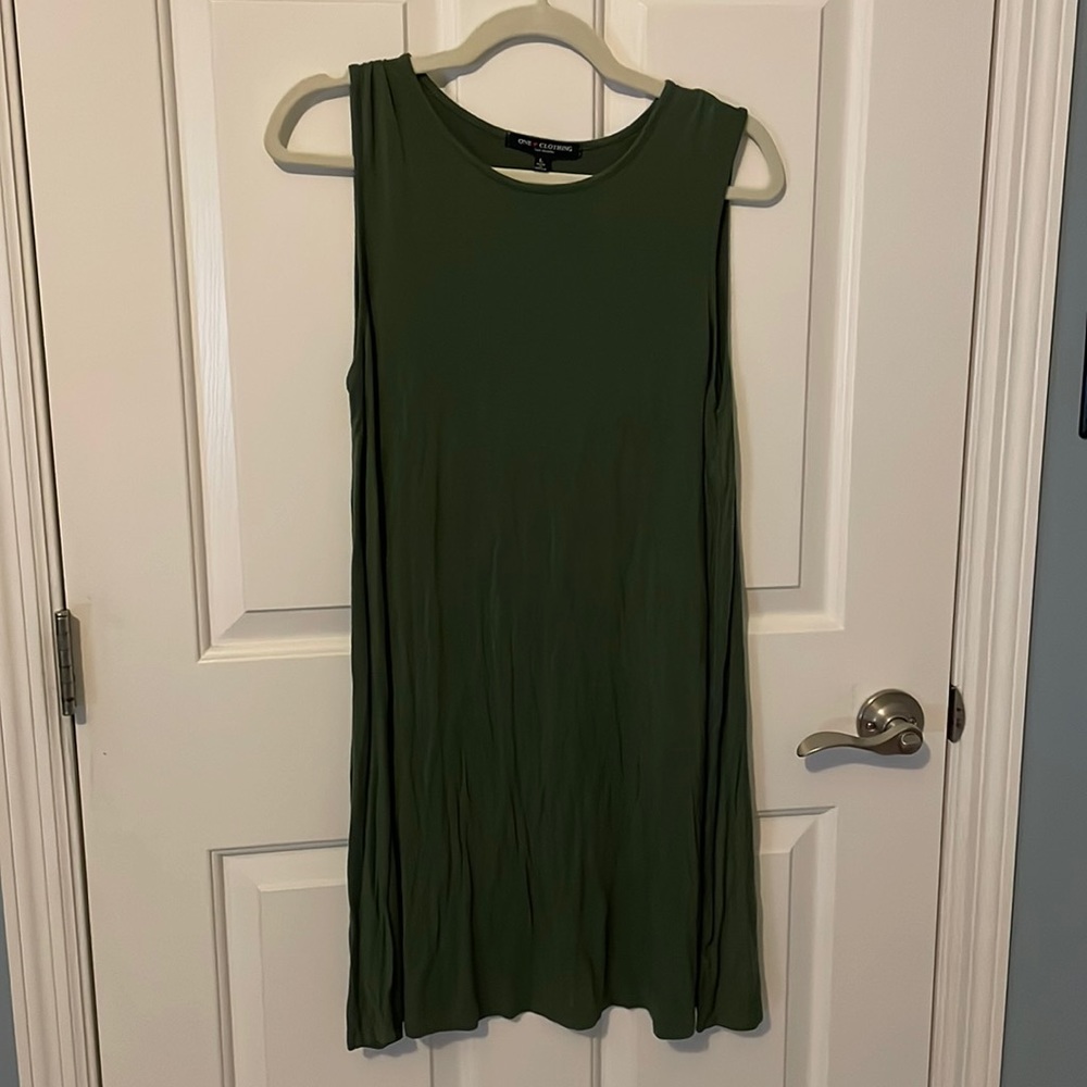 Sleeveless Aline olive green dress